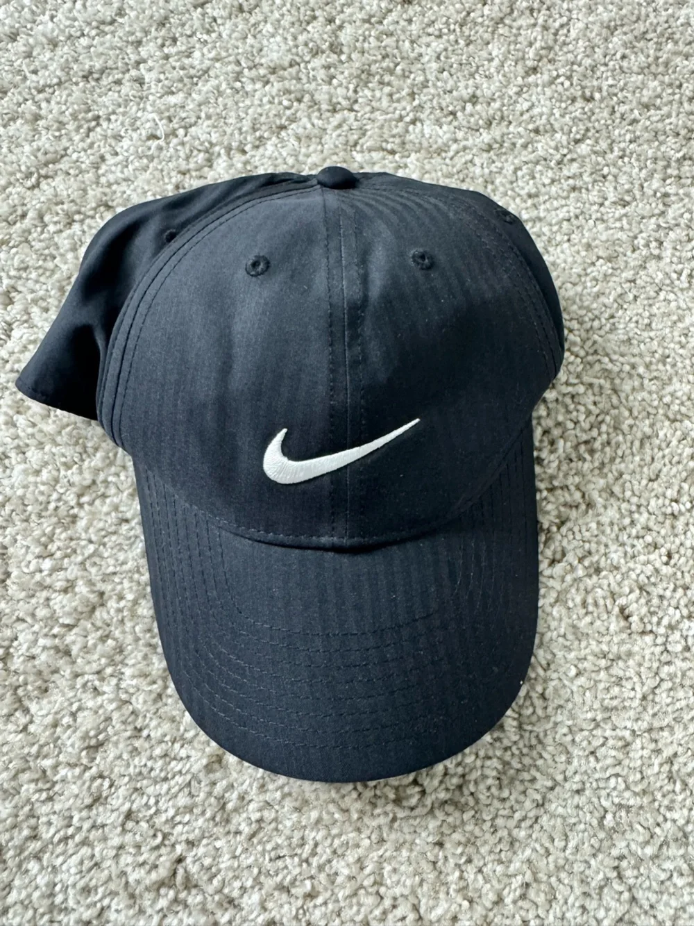 Nike Black Cap with White Swoosh Logo